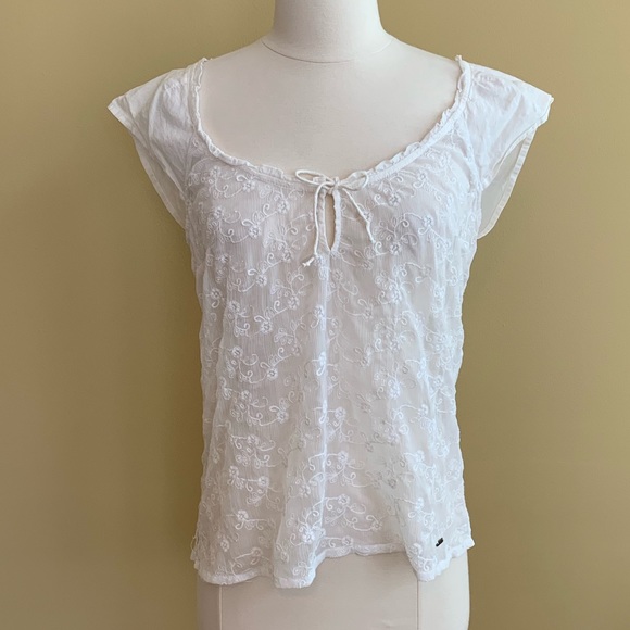 Abercrombie & Fitch Tops - Sheer Embroidered Cap Sleeve Top from A&E